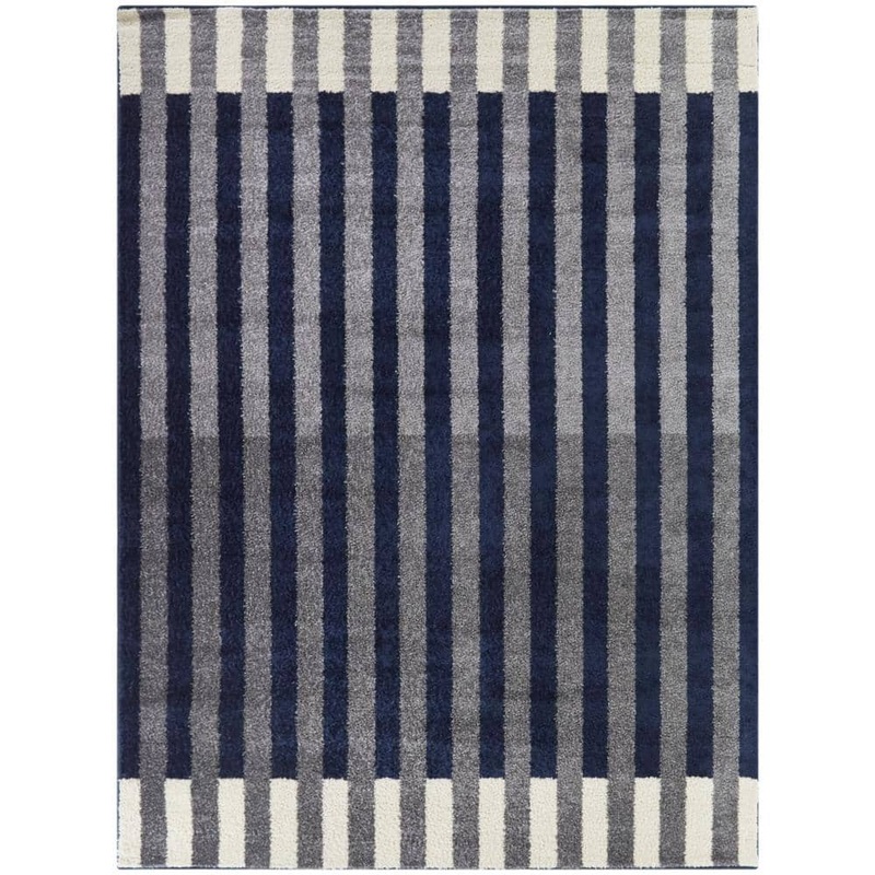 BALTA Matilde Navy Blue 8 ft. x 10 ft. Striped Area Rug 3115608