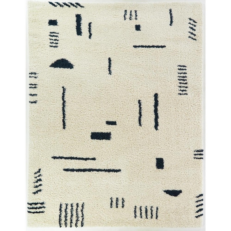 BALTA Rupa White/Navy 8 ft. x 10 ft. Modern Shag Area Rug 3090683