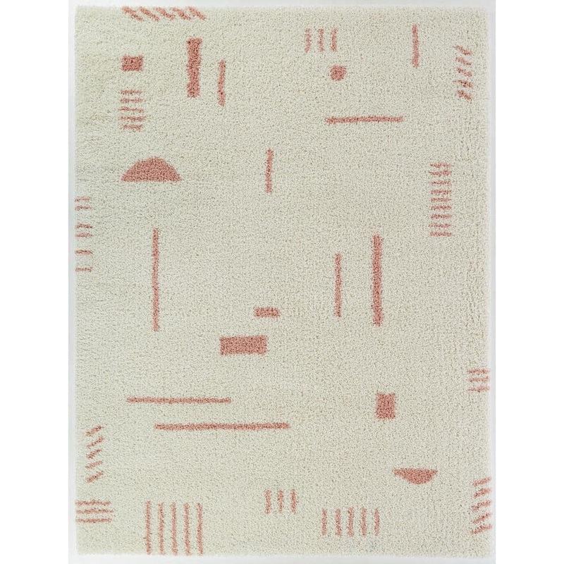 BALTA Rupa White/Pink 5 ft. x 7 ft. Modern Shag Area Rug 3090657