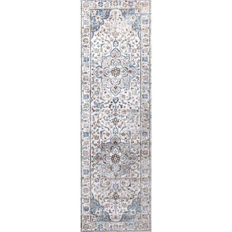 BASHIAN Ashland Ivory 3 ft. x 8 ft. (2 ft. 6 in. x 8 ft.) Floral Transitional Runner Rug 649652320212