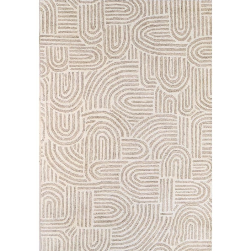 BASHIAN Chelsea Beige 5 ft. x 8 ft. (5 ft. x 7 ft. 6 in.) Geometric Contemporary Area Rug 649652312927