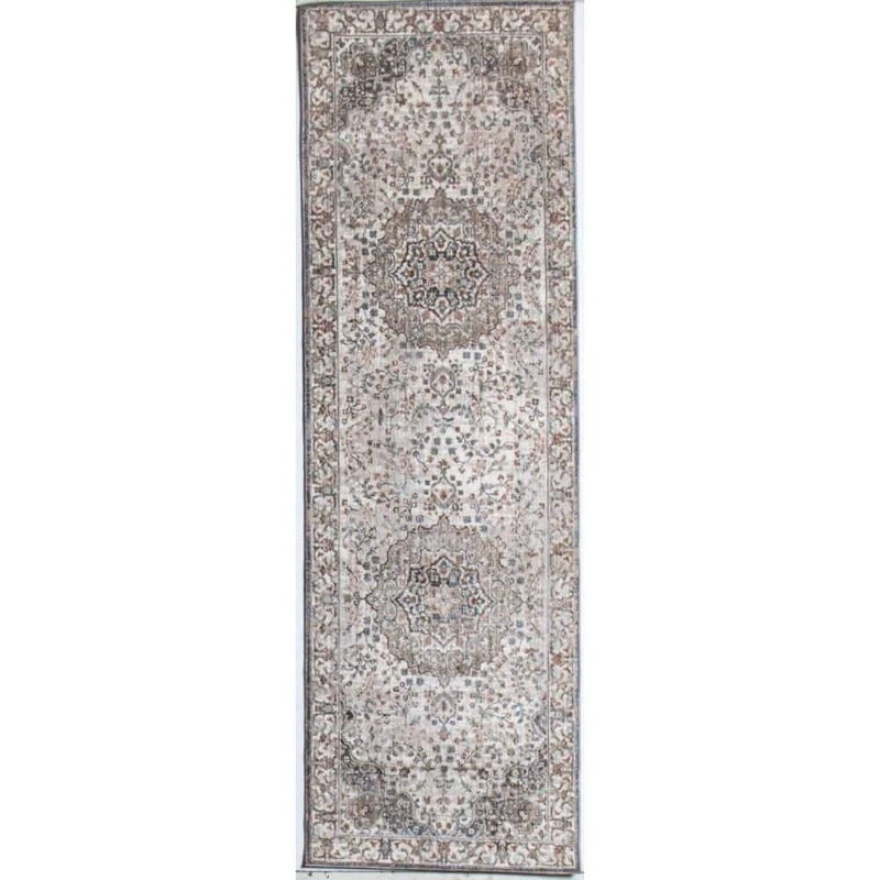 BASHIAN Legacy Ivory 3 ft. x 8 ft. (2 ft. 6 in. x 8 ft.) Geometric Transitional Runner Rug 649652311302