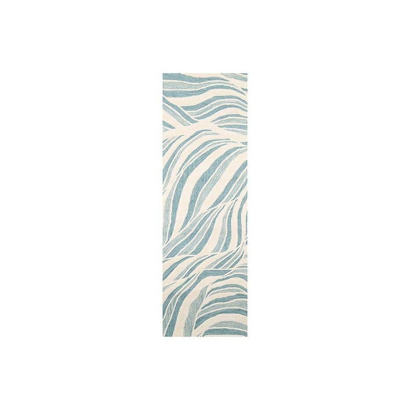 BASHIAN Verona Ivory/Teal 3 ft. x 8 ft. (2 ft. 6 in. x 8 ft.) Geometric Transitional Runner 649652312620