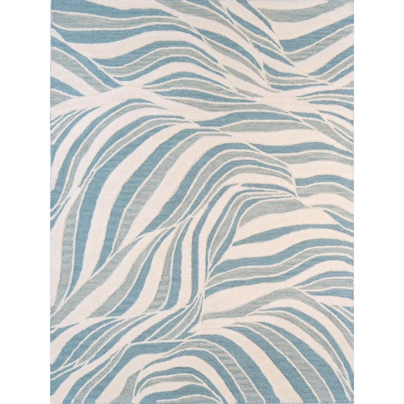 BASHIAN Verona Ivory/Teal 4 ft. x 6 ft. (3 ft. 6 in. x 5 ft. 6 in.) Geometric Transitional Accent Rug 649652312637