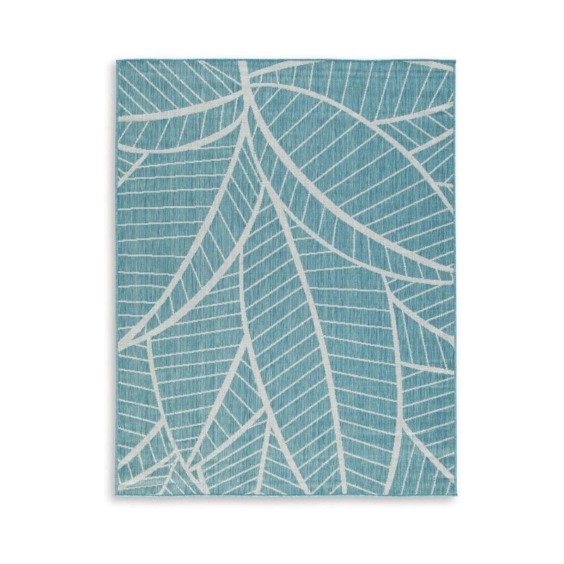 Benjara Chelsea Aqua and Ivory 8 ft. x 10 ft. Geometric Area Rug BM318377