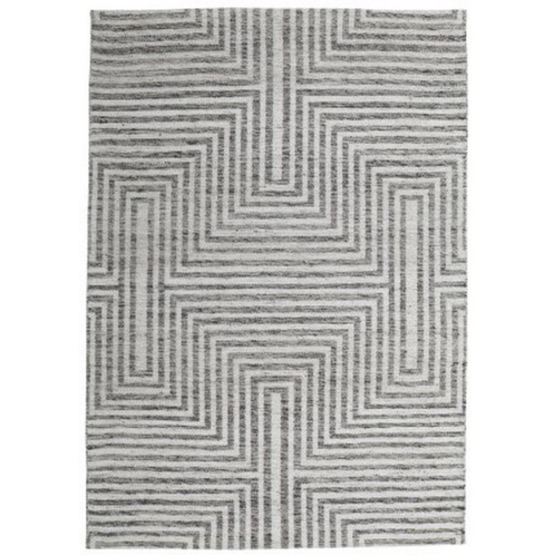 Benjara Seni Black, Ivory and Gray 8 ft. x 10 ft. Geometric Area Rug BM318238