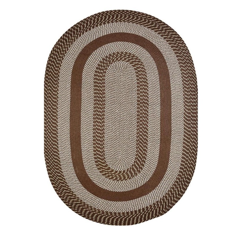 Better Trends Newport Braid Collection Brown 42 in. x 66 in. Oval 100% Polypropylene Reversible Area Rug BRNE4266BRW