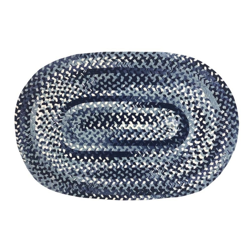 Better Trends Ombre Braid Blue 20 in. x 30 in. Oval 100% Cotton Chenille Reversible Indoor Area Rug SS-BROCR2030BLU